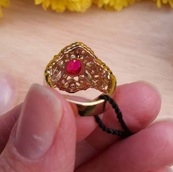 Swarovski Crystal Faux Garnet and Diamond Ring - Picture 6 of 10